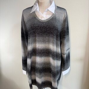 Catherines Knit Gradient Black & Gray Women's Sweater Size 2X